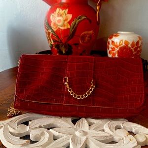 SOLD CROC PRINT CLUTCH